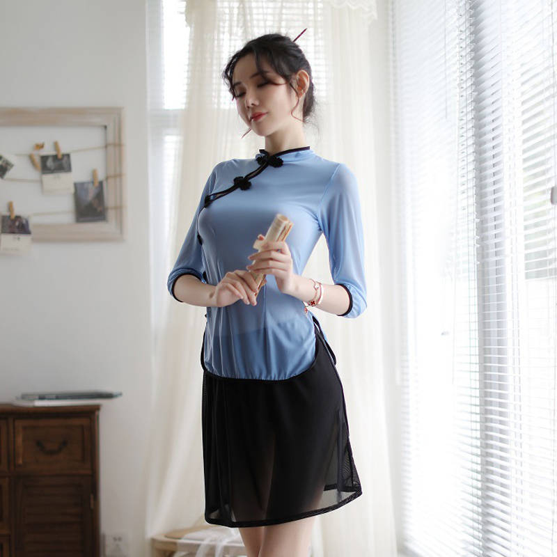 香黛兒性感民國風學生裝網紗透視套裝-A19148