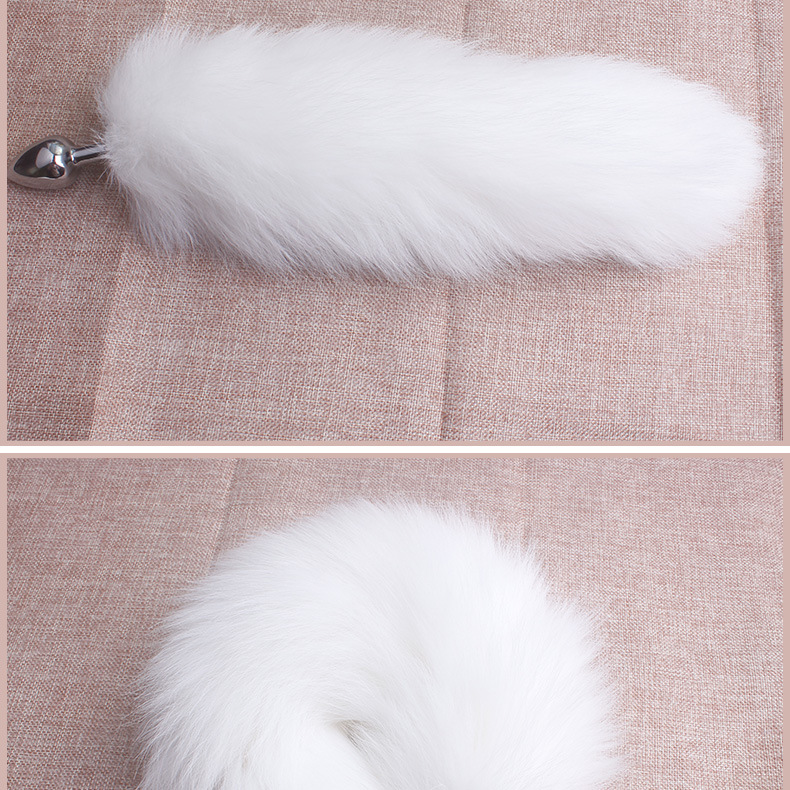 趣愛閣-情趣用品批發進貨肛塞狼牌白狐尾巴金屬肛塞