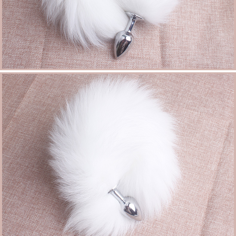 趣愛閣-情趣用品批發進貨肛塞狼牌白狐尾巴金屬肛塞