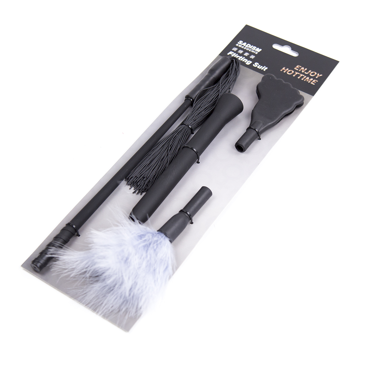 趣愛閣-東莞成人用品廠家直銷SM用品：趣味可拆卸三件套毛絨羽毛鞭子SM用品