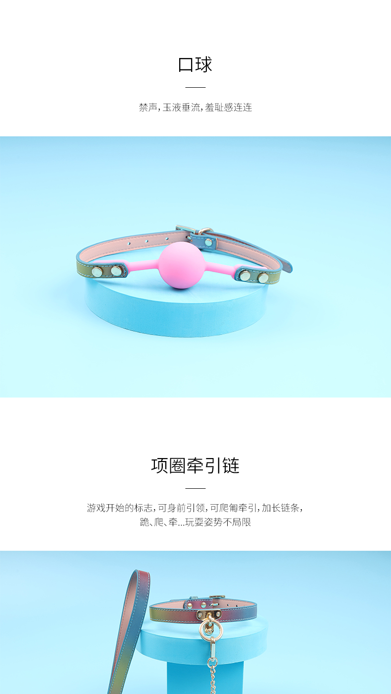 趣愛閣-成人用品批發SM用品：雙冠彩色反光7件套SM套裝SM用品