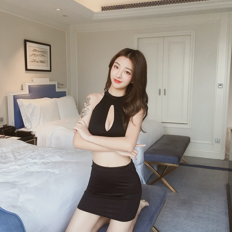 趣愛閣-情趣用品批發貨源情趣內衣：香黛兒1144白衣黑裙秘書套裝情趣內衣