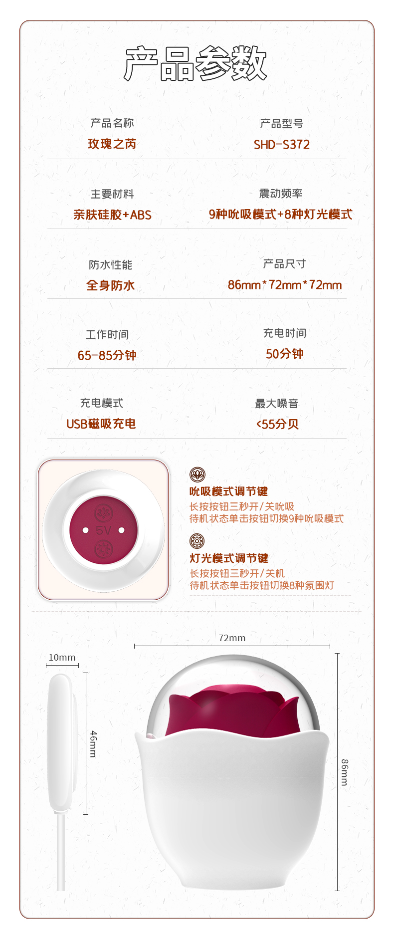 趣愛閣-廣州成人用品批發(fā)市場穿戴震動(dòng)：斯?jié)h德SHD-S372玫瑰之芮穿戴震動(dòng)