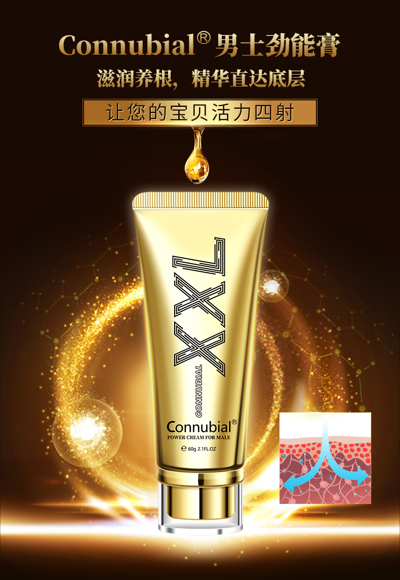 趣愛閣-廣州成人用品批發(fā)市場延時噴劑：Connubial男士勁能滋養(yǎng)育XXL金裝60g延時噴劑