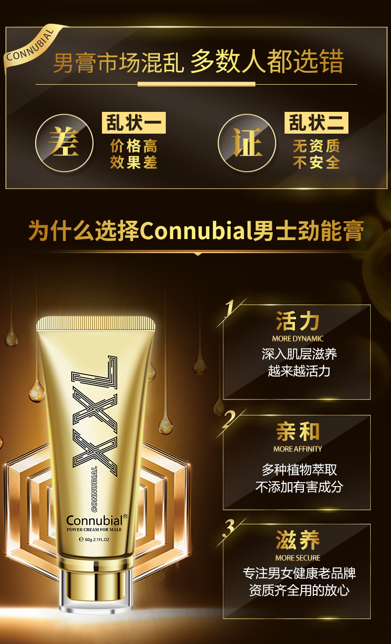 趣愛閣-廣州成人用品批發(fā)市場延時噴劑：Connubial男士勁能滋養(yǎng)育XXL金裝60g延時噴劑