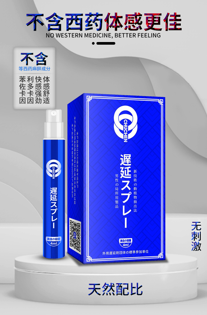 趣愛閣-在淘寶開成人用品店延時噴劑：初辰外用延時噴劑(藍金版4ML)延時噴劑