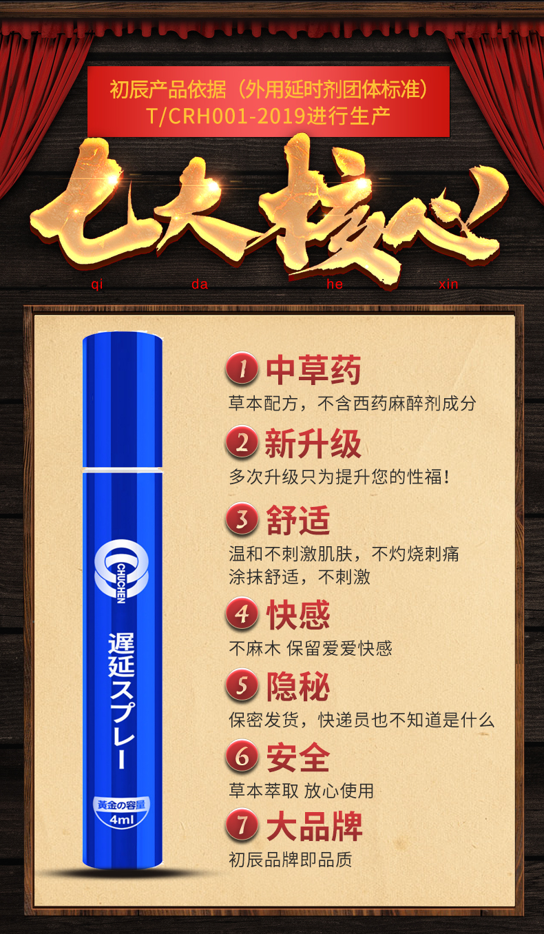 趣愛閣-在淘寶開成人用品店延時噴劑：初辰外用延時噴劑(藍金版4ML)延時噴劑