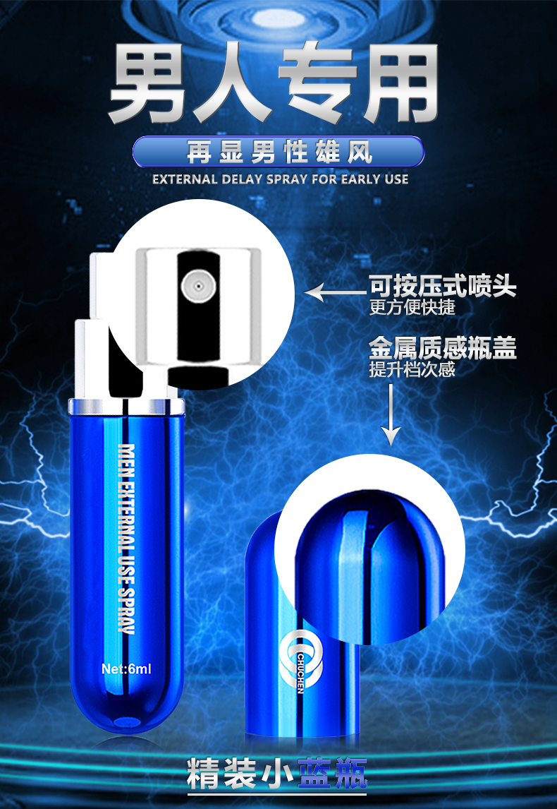 趣愛閣-開個成人用品店延時噴劑：初辰外用延時噴劑暢銷版(藍) 6ML延時噴劑
