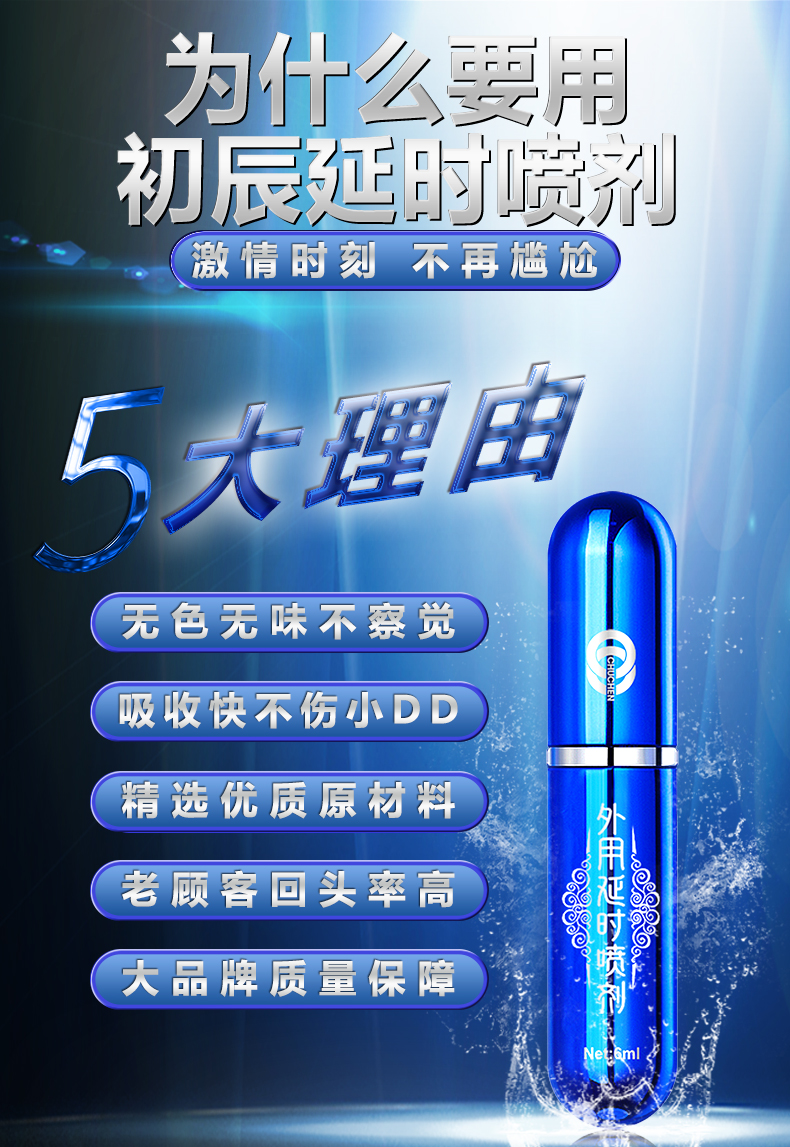 趣愛閣-開個成人用品店延時噴劑：初辰外用延時噴劑暢銷版(藍) 6ML延時噴劑