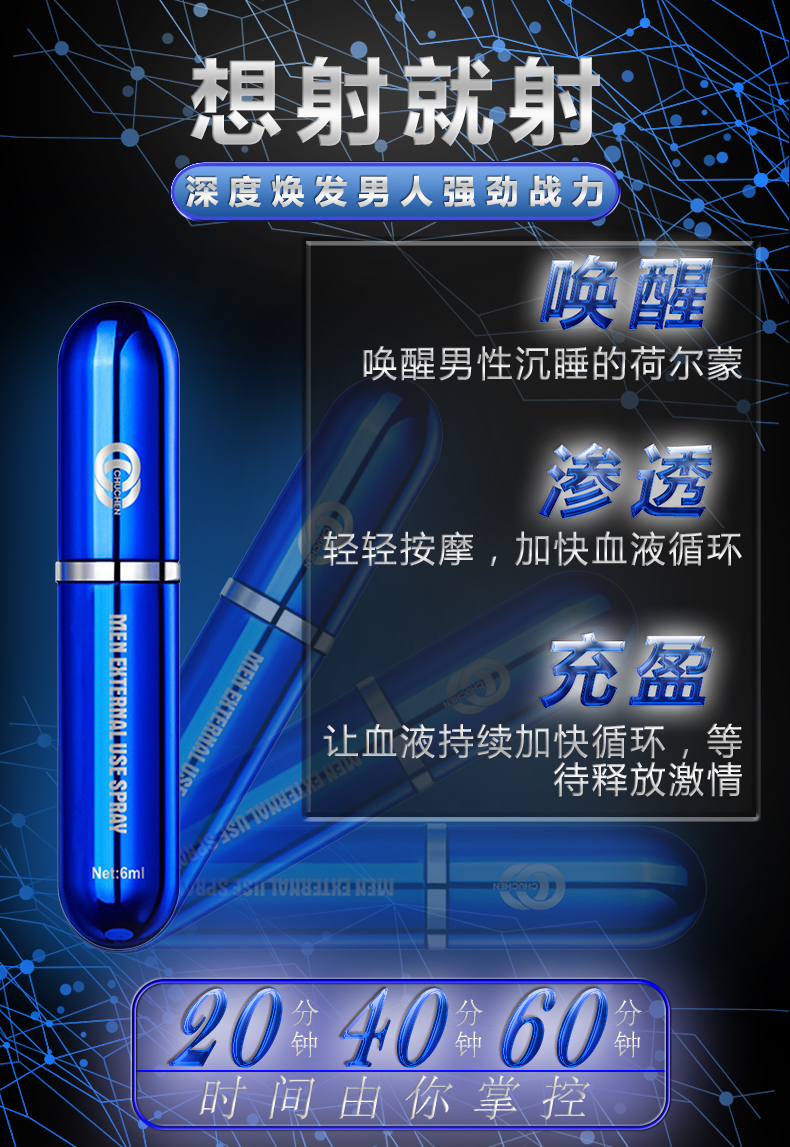 趣愛閣-開個成人用品店延時噴劑：初辰外用延時噴劑暢銷版(藍) 6ML延時噴劑