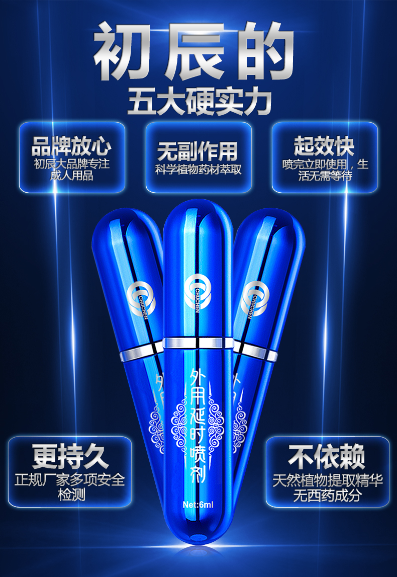 趣愛閣-開個成人用品店延時噴劑：初辰外用延時噴劑暢銷版(藍) 6ML延時噴劑