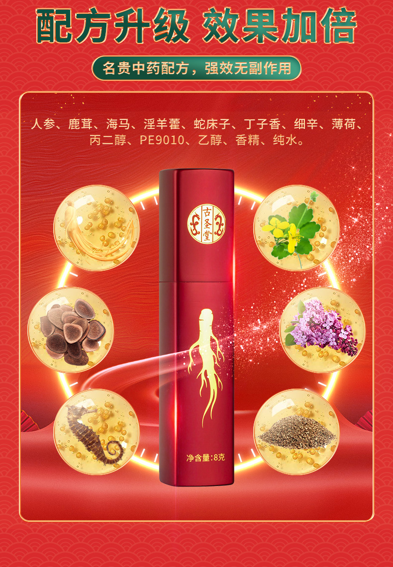 趣愛閣-成人用品批發廠家延時噴劑：古圣堂外用延時噴劑龍參系列延時噴劑