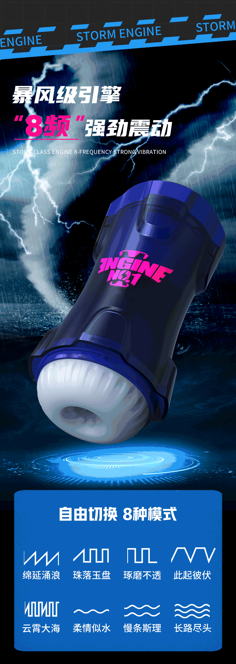 趣愛閣-情趣用品專賣店飛機杯：杰士邦暴風擎電動飛機杯藍紫色飛機杯