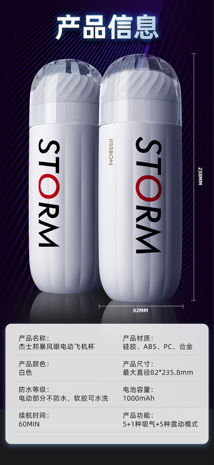 趣愛閣-情趣商城飛機杯：杰士邦暴風眼電動飛機杯飛機杯